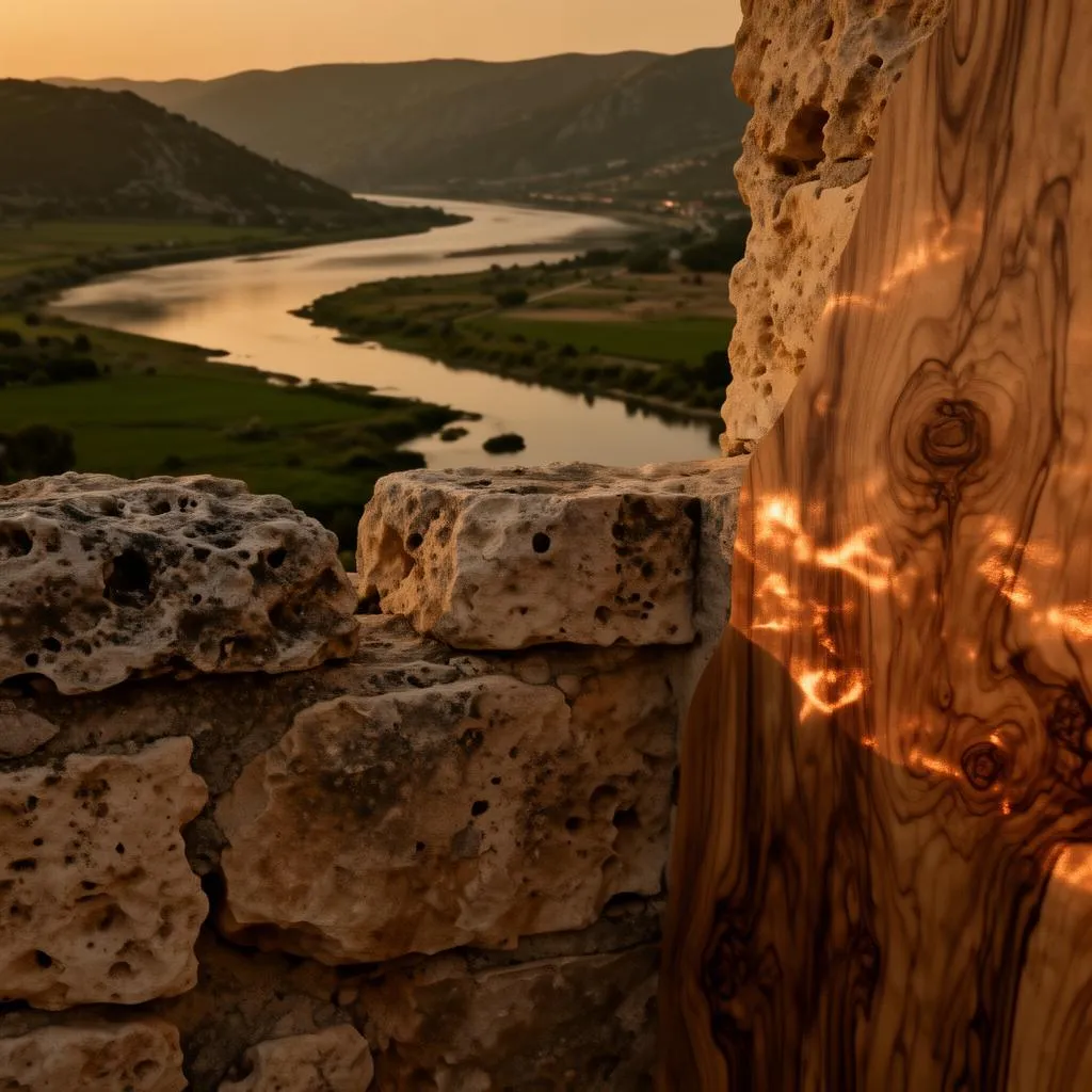Neretva delta s mediteranskim kamenom i maslinovim drvom